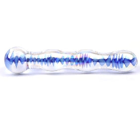 Blue Wavy Glass Dildo